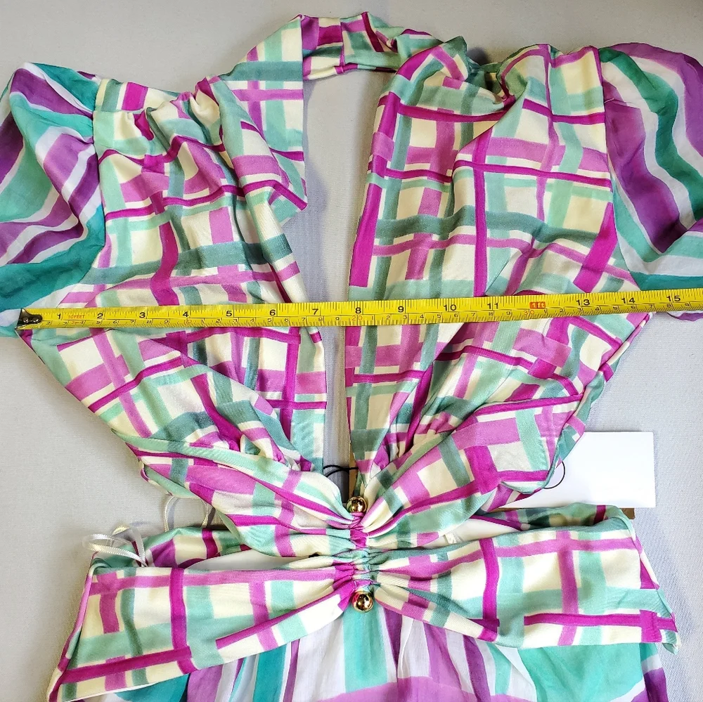 NWT$800 PatBO Seagreen Riviera Plunge Cutout Maxi Bodysuit Dress Open Back S 2-4 - Picture 12 of 16